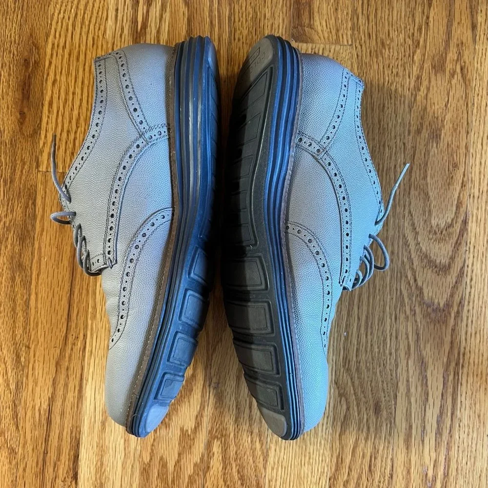 Cole Haan Wingtip‎ Oxford Leather Shoes Men Gray 12W Grand Win Rock Ridge C26268